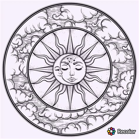 Sun and Moon Mandala Drawing