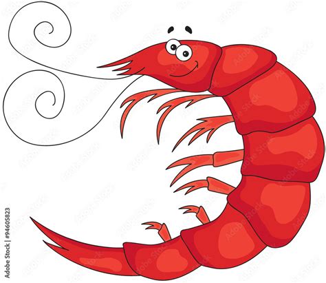 Funny cute cartoon shrimp Stock Vector | Adobe Stock