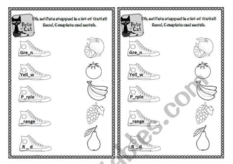 Printable Pete The Cat Worksheets