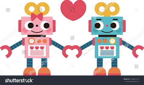 Cute Robot Love Clipart Stock Vector (Royalty Free) 1436541575 ...