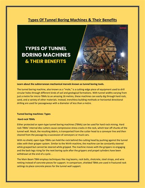 Types Of Tunnel Boring Machines & Their Benefits by NHMhouses - Issuu