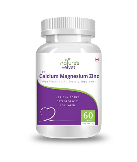 Nature's Velvet New Calcium, Magnesium, Zinc with Vitamin D3, 60 Tablets Price, Uses, Side ...