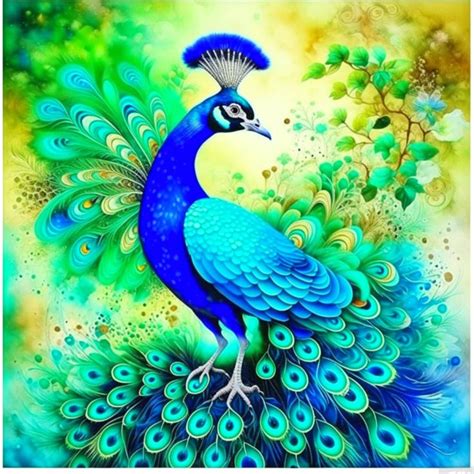 Watercolor Green and White Colorful Peacock Wall Art - Etsy | Peacock ...