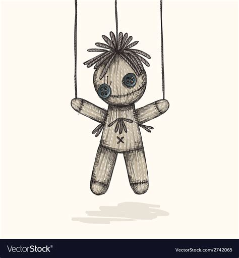 Spooky voodoo doll in a sketch style Royalty Free Vector