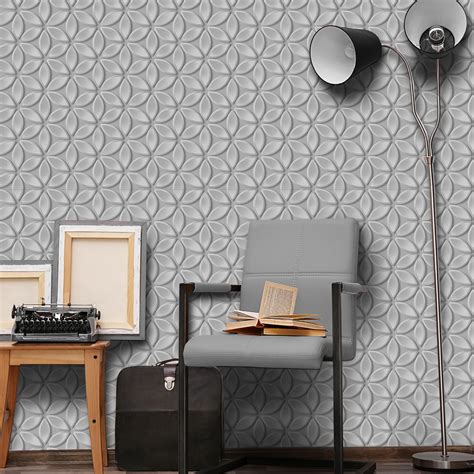 Geometric Silver Grey Print Wallpaper | Wallpaper uk, Wallpaper trends, Floral print wallpaper