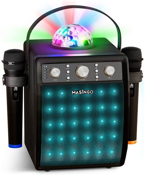 Buy MASINGO 2023 Karaoke Machine for Adults & Kids with 2 UHF Wireless Microphones - Portable ...