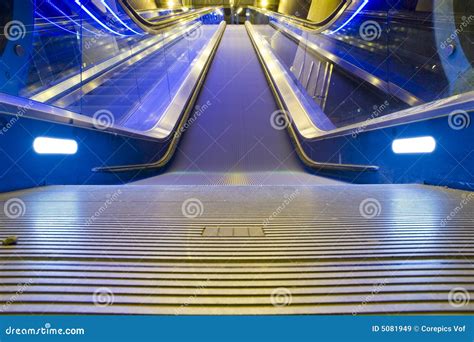 Escalator going up stock image. Image of symmetry, blue - 5081949