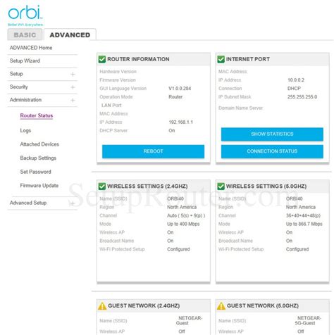 Netgear Orbi RBR50 Screenshot RouterStatus