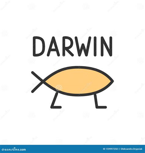 Vector Darwin Fish, Evolution Flat Color Line Icon. Stock Vector - Illustration of belief ...