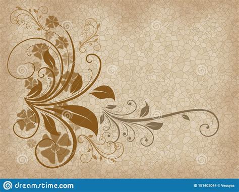 Beautiful Brown Floral Elements on the Mosaic Background Stock Vector - Illustration of design ...