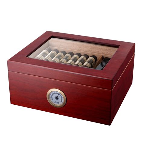 Buy Mantello Glass Top Cigar Humidor - Desktop Humidor with Cigar Box Humidifier, Removable ...