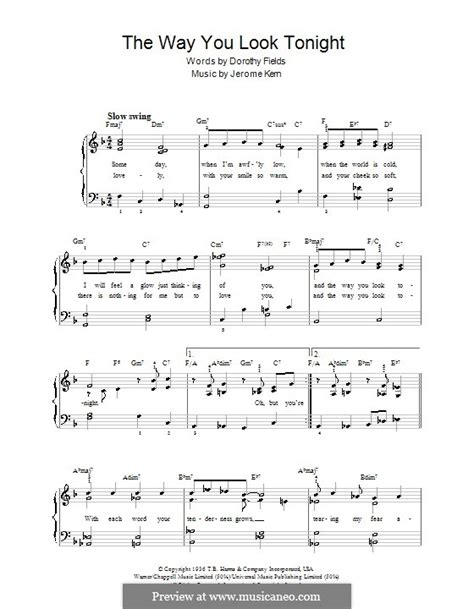 The Way You Look Tonight, for Piano by J. Kern - sheet music on MusicaNeo