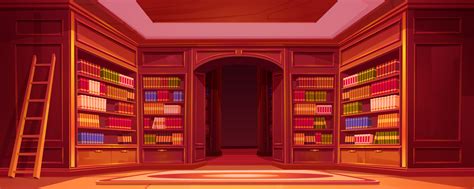 Cartoon library interior with bookshelf background 23865028 Vector Art ...