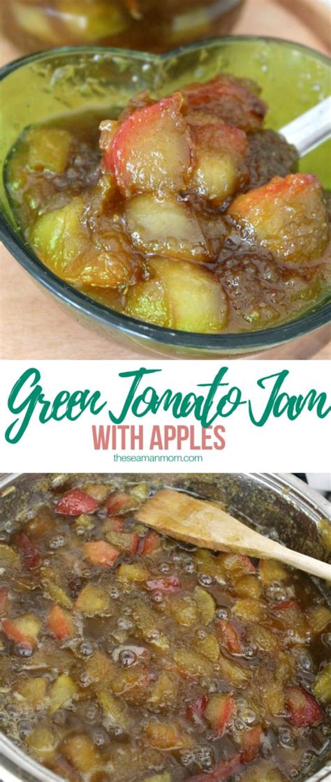 Green Tomato Jam With Fresh Red Apples And Cinnamon