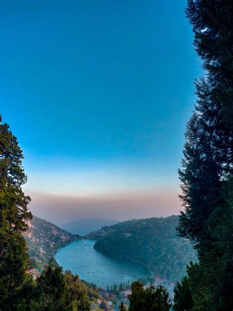 Naini Lake appears in the shape of a mango from Lake View Point in Nainital India. [OC ...