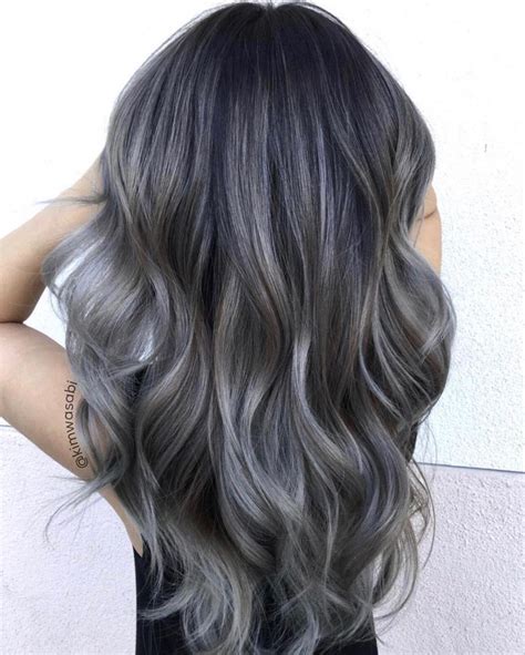 Ash grey balayage. Trendy Hair Color, Ombre Hair Color, Hair Color Dark ...