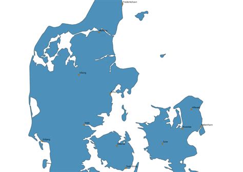 Map of Denmark With Cities SVG Vector - Cities Map