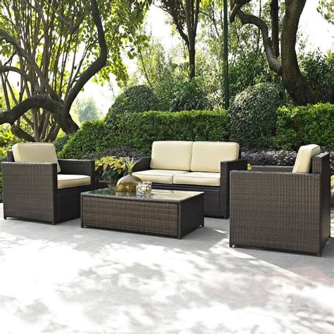 Crosley Furniture Palm Harbor 4-Piece Wicker Patio Conversation Set in the Patio Conversation ...