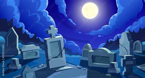 Creepy Graveyard Cartoon