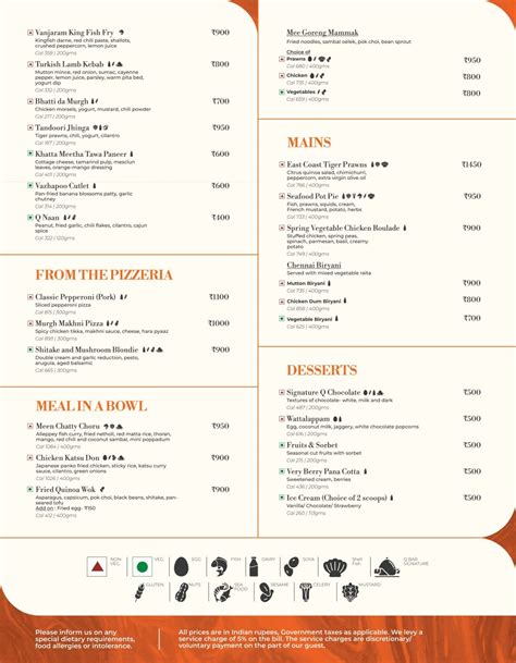 Q Bar Menu, Menu for Q Bar, Hilton, Chennai, Chennai