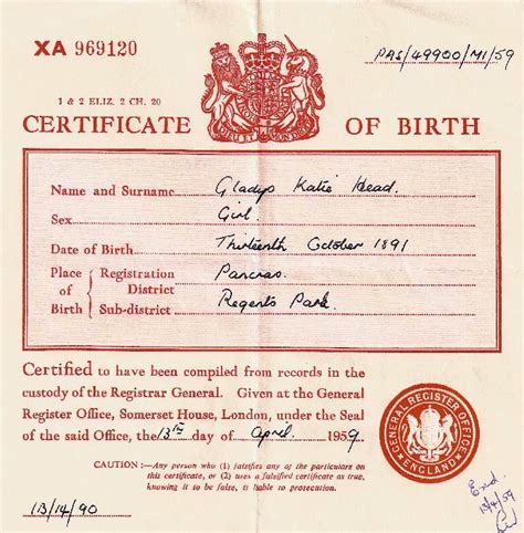 Where is the serial number on a english birth certificate - vertaiwan