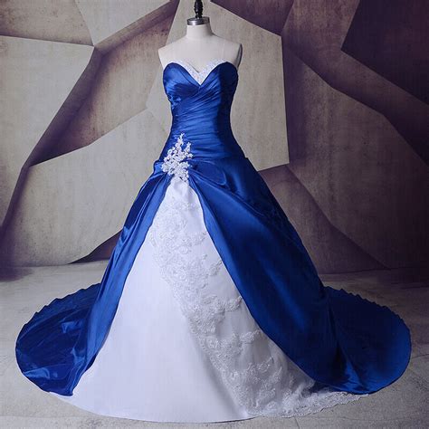 White And Blue Wedding Dresses
