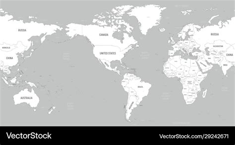 World map - america centered white lands and grey Vector Image