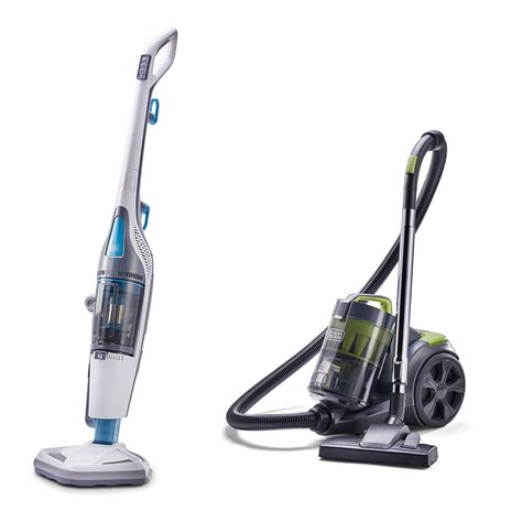 Black and Decker Corded Steam Mop Vacuum Duo w/ Bagless Vacuum Cleaner ...