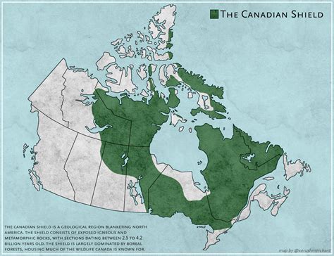 A map of Canada, featuring the Canadian Shield : r/geology