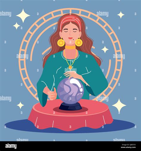 fortune teller with crystal sphere Stock Vector Image & Art - Alamy