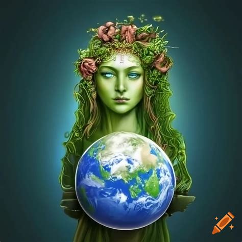 Greek goddess gaia with the earth in the background