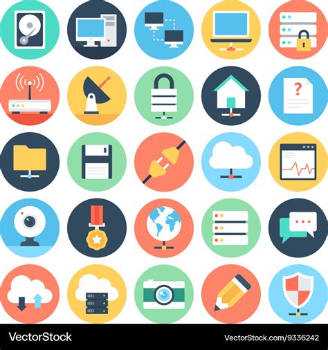 Web and networking flat icons 1 Royalty Free Vector Image