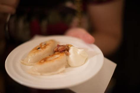 Perogies With Sour Cream And Bacon