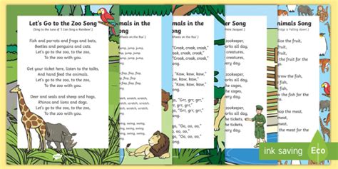 Zoo Nursery Rhymes Lyrics Song Resource Pack | Twinkl