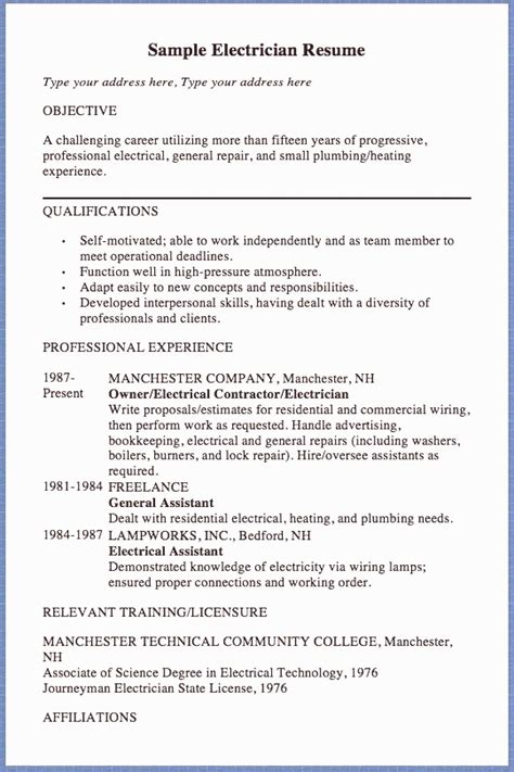 Sample Electrician Resume Type your address here Type your address here OBJECT | Resume examples ...