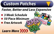 Over 1,000 Stock Fun Patches with age appropriate themes at lower prices and home iron approved.