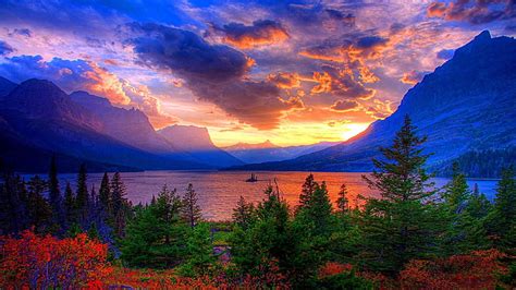 HD wallpaper: saint mary lake, montana, united states, landscape ...