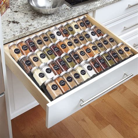 LYNK PROFESSIONAL® Spice Rack Drawer Organizer Heavy Gauge Steel Tier Spice Rack For Kitchen ...