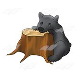Abeka | Clip Art | Black Bear Cub—resting head on a tree stump