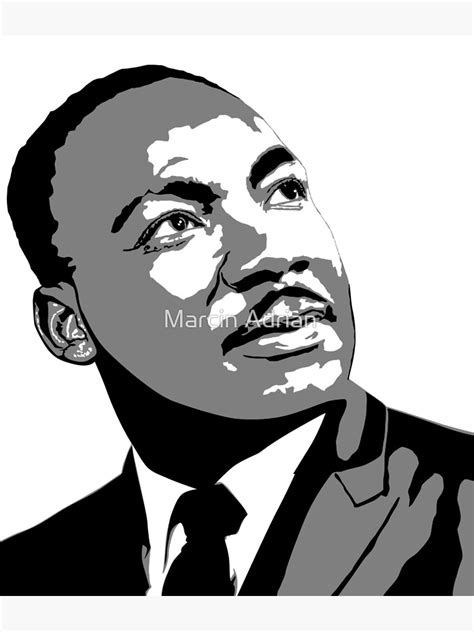 "Martin Luther King / MLK, black and white silhouette illustration" Art ...