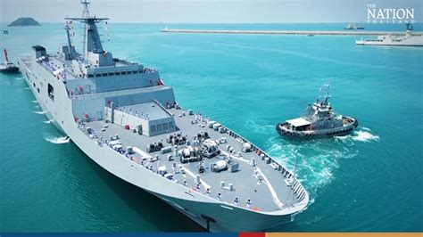 Thai Navy’s new acquisition, HTMS Chang, docks at Sattahip base