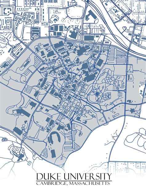 Colored Map of Duke University and all its Roads | Etsy