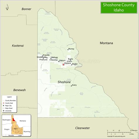 Map of Shoshone County, Idaho - Where is Located, Cities, Population ...