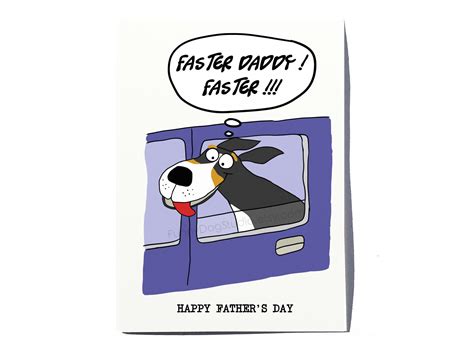 Funny Father's Day Card for Dog Dad Dog Daddy Card Dog Riding a Car Card - Etsy