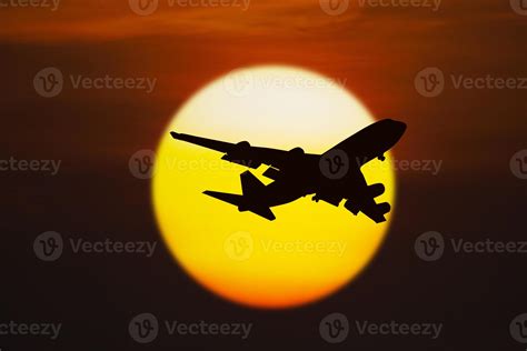 Silhouette of airplane on sunset 742416 Stock Photo at Vecteezy