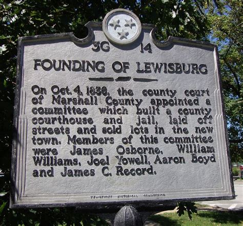 Founding of Lewisburg Marker (Lewisburg, Tennessee) | Lewisburg, Vacation trips, Tennessee