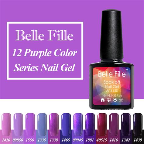 Belle Fille 10ml 12 Purple Color Nail Art Decorations For Nails UV Led Gel Fashion Nail Gel ...
