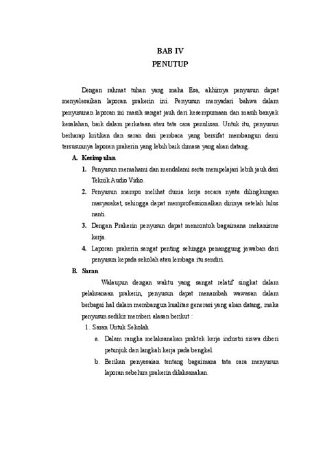 Contoh Kesimpulan Dan Saran Laporan Pkl – Studyhelp