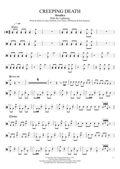 Creeping Death Tab by Metallica (Guitar Pro) - Full Score | mySongBook