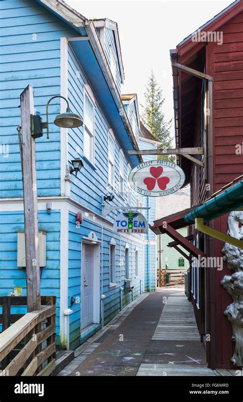 Tourist shops in downtown Ketchikan, Southeast Alaska, USA, Spring ...